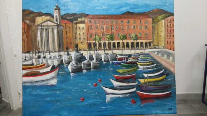 Painting titled "le port de Nice" by Lyl, Original Artwork, Acrylic