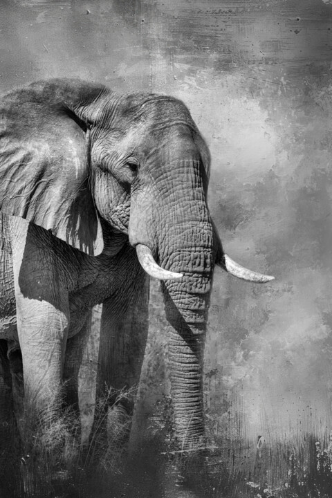 Fotografia intitulada "An elephant, majest…" por Lyn Darlington, Obras de arte originais, Fotografia digital