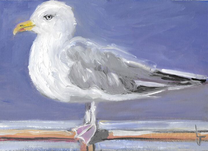 Pittura intitolato "This Seagull is Wat…" da Lynne D Field, Opera d'arte originale, Olio