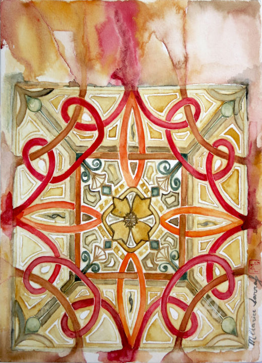 Peinture intitulée "Decifrando Alhambra" par M.Clarice Sarraf, Œuvre d'art originale, Aquarelle