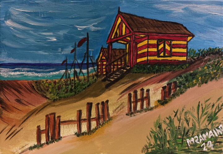 Peinture intitulée "Casa na Praia" par M Ramalho, Œuvre d'art originale, Acrylique Monté sur Châssis en bois