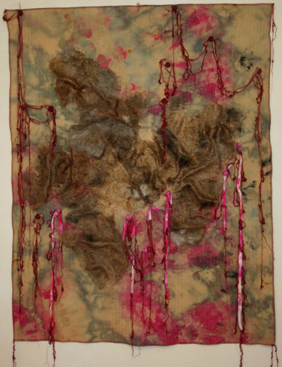 Textilkunst mit dem Titel "TUMULTE" von Elizabeth Michellod-Dutheil (Membre Jam/, Original-Kunstwerk