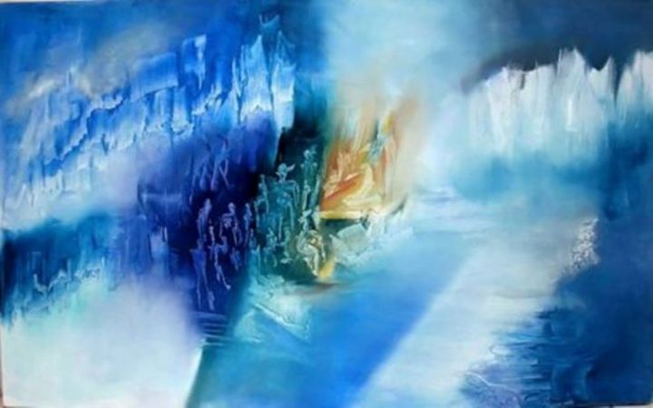 Peinture intitulée "Memoria del agua" par Mabel Garcia Lavin, Œuvre d'art originale, Huile