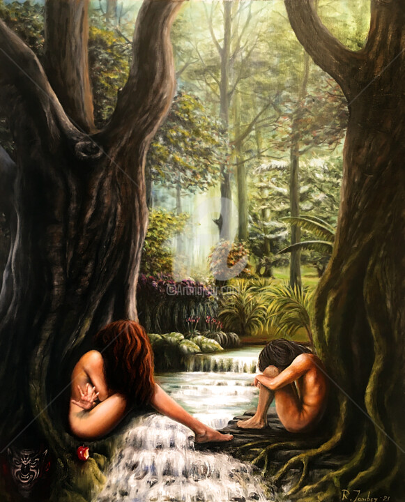 제목이 "Original sin"인 미술작품 Rauf Janibekov로, 원작, 기름 나무 들것 프레임에 장착됨