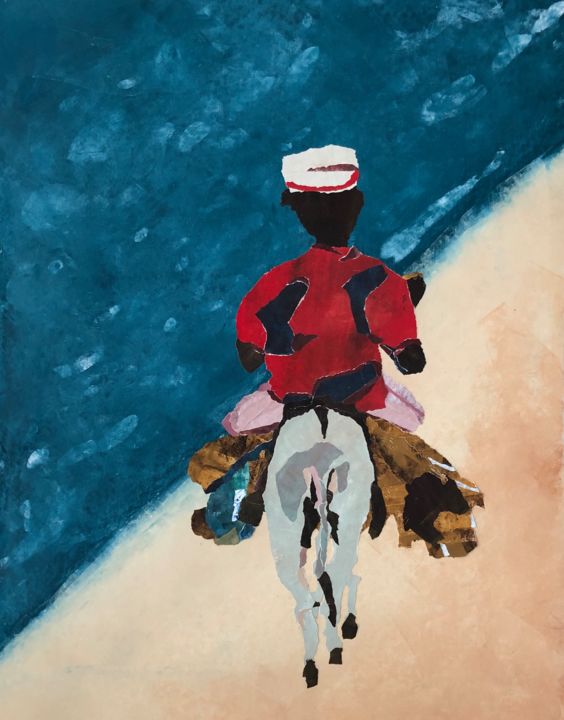 Collages intitulée "Lamu" par Madeleine Van Drunen, Œuvre d'art originale, Collages Monté sur Panneau de bois