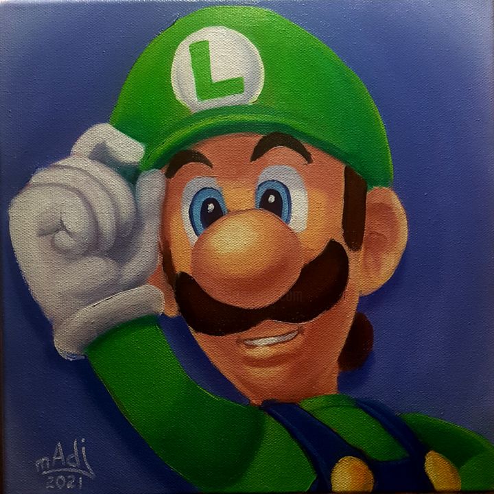 Peinture intitulée "Luigi" par Madj Peinture, Œuvre d'art originale, Huile Monté sur Châssis en bois