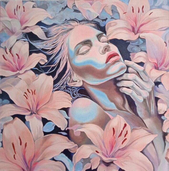 Pintura titulada "Lilies" por Madlen Fox, Obra de arte original, Oleo Montado en Bastidor de camilla de madera