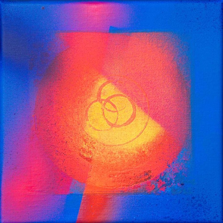 Картина под названием "Earth Rhythm 2" - Mag Blue, Подлинное произведение искусства, Акрил Установлен на Деревянная рама для…