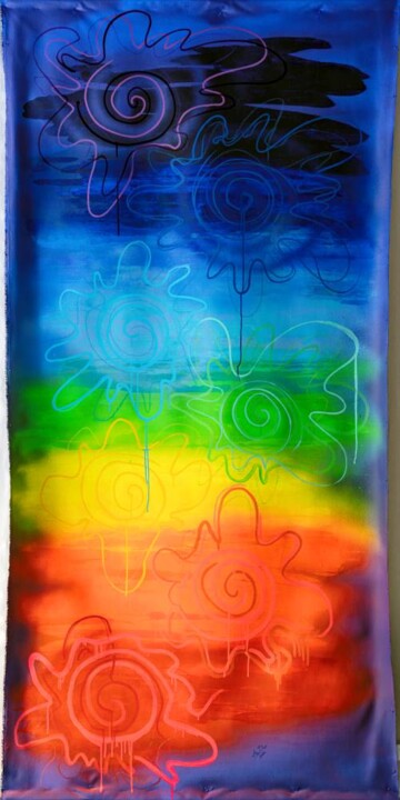 Painting titled "Vibes -  Vibration…" by Mag Blue, Original Artwork, Acrylic