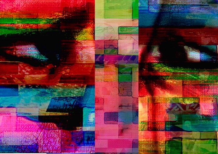 Digital Arts titled "Télévision 2" by Marcelle Delacité, Original Artwork, Digital Print