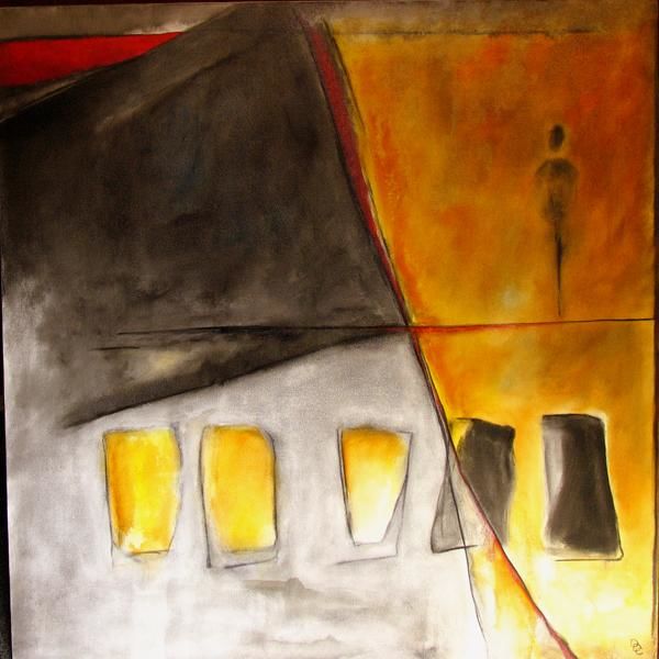 Painting titled "Urban trace" by Magali Dalmau Diez-Canseco, Original Artwork, Oil