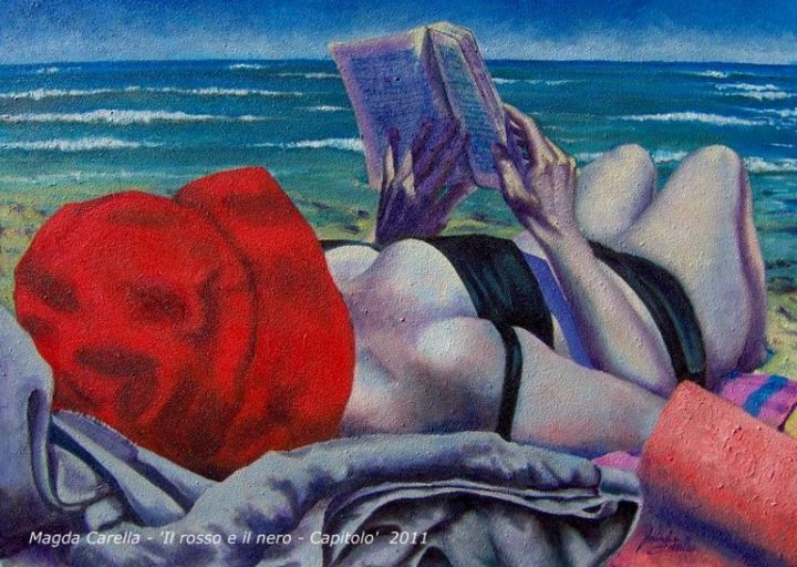 Malerei mit dem Titel "Il rosso e il nero…" von Magda Carella, Original-Kunstwerk, Öl