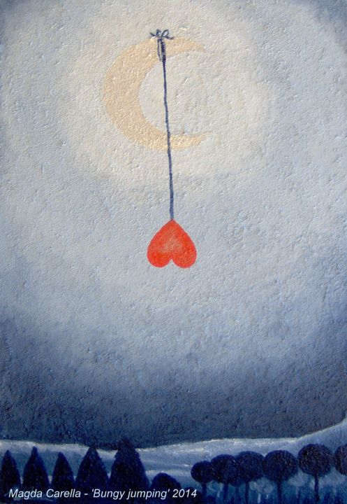 Pintura intitulada "'Bungy-jumping'." por Magda Carella, Obras de arte originais, Óleo