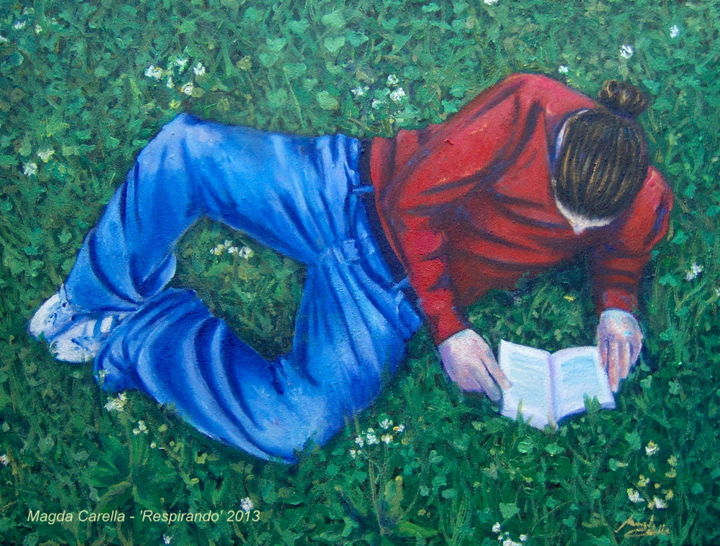 Malerei mit dem Titel "Respirando" von Magda Carella, Original-Kunstwerk, Öl