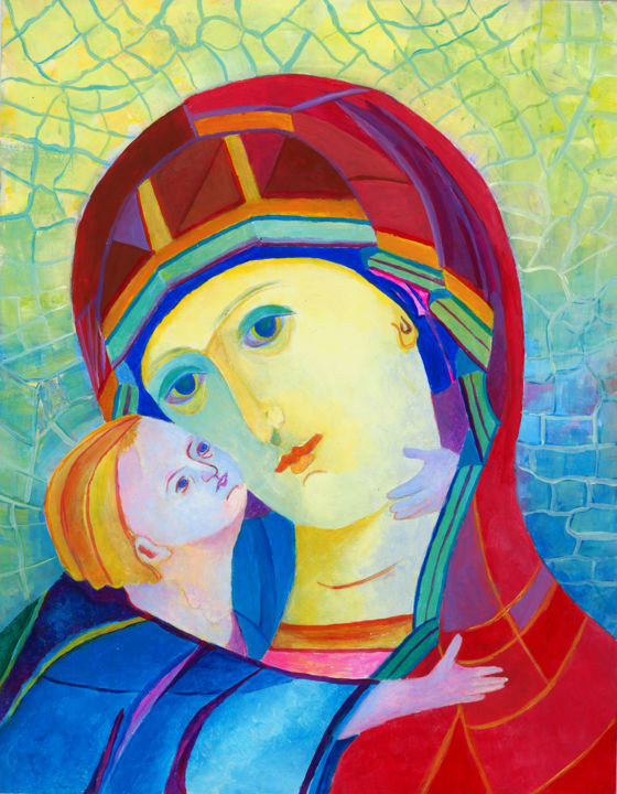 绘画 标题为“Virgin Mary Paintin…” 由Magdalena Walulik, 原创艺术品, 油
