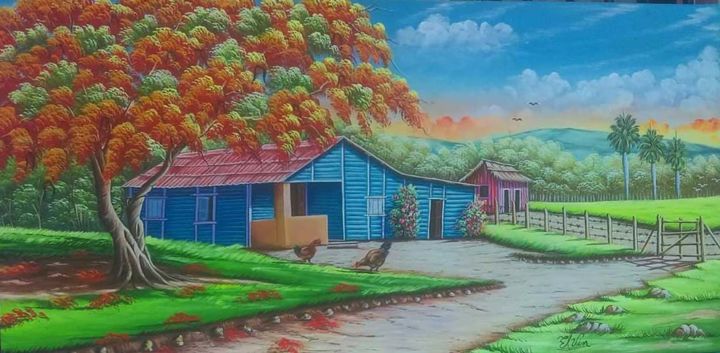 Painting titled "The Forest House" by Magictouch, Original Artwork, Acrylic