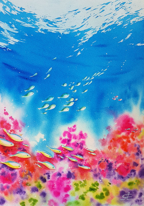 Underwater Paradise Seascape Watercolor Painting Painting By Svetlana Lileeva Artmajeur