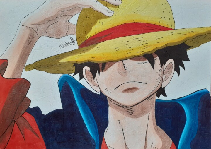 Drawing titled "LUFFY-ONE PIECE" by Mahamadou Coulibaly, Original Artwork, Marker