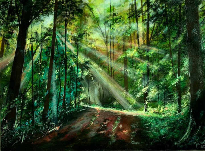 Peinture intitulée "A walk in the Forest" par Mahrukh Iftikhar, Œuvre d'art originale, Acrylique