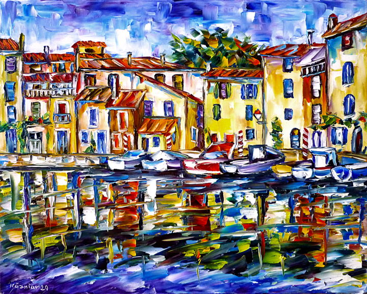 Malerei mit dem Titel "Martigues" von Mirek Kuzniar, Original-Kunstwerk, Öl