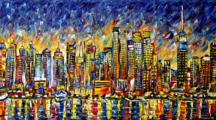 Malerei mit dem Titel "New York City" von Mirek Kuzniar, Original-Kunstwerk, Öl