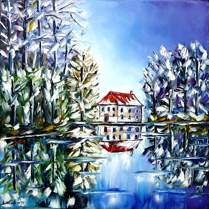 Peinture intitulée "The house by the la…" par Mirek Kuzniar, Œuvre d'art originale, Huile