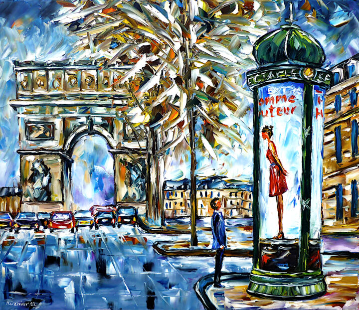 Malerei mit dem Titel "Arc de Triomphe" von Mirek Kuzniar, Original-Kunstwerk, Öl