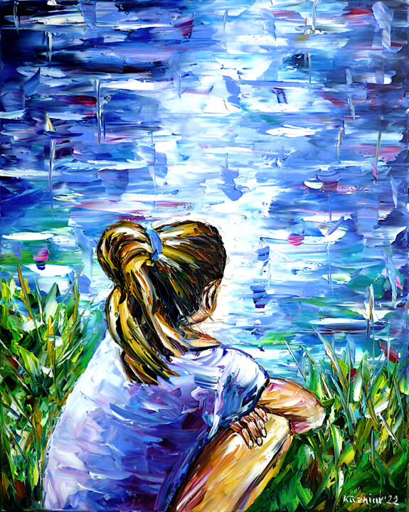 Pintura titulada "Das Mädchen am See" por Mirek Kuzniar, Obra de arte original, Oleo