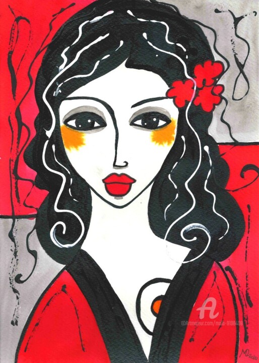 Painting titled "CLARISSA" by Mala, Original Artwork, Watercolor