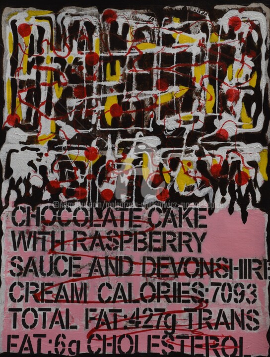Malerei mit dem Titel "Chocolate Cake with…" von Małgorzata Wartołowicz (Margot Sophie), Original-Kunstwerk, Acryl