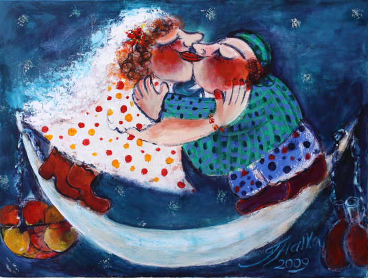 Peinture intitulée "honey-moon" par Malka Tsentsiper, Œuvre d'art originale, Acrylique