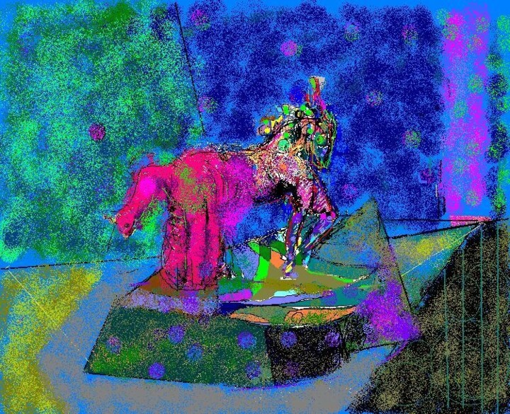 Artes digitais intitulada "Circus's  Horse" por Mandy Sand, Obras de arte originais, Pintura digital