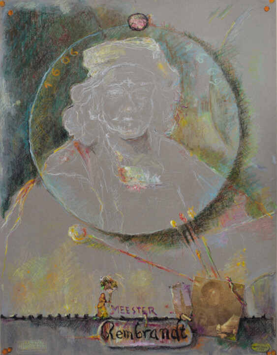 Collages titled "Rembrandt  Meester" by Mandy Sand, Original Artwork, Paper