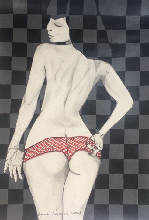 Drawing titled "Erotica" by Manoel Da Luz Nogueira, Original Artwork, Pencil