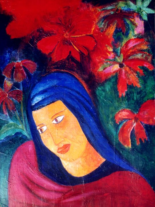 Painting titled ""My Lady"" by Manohar Mohan Raja, Original Artwork, Acrylic