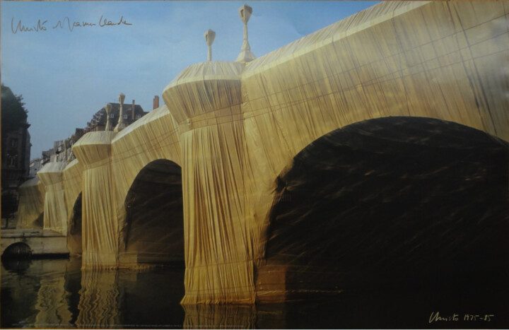 "Christo: PONT NEUF…" başlıklı Baskıresim Manuel Aragonés tarafından, Orijinal sanat, Litografi