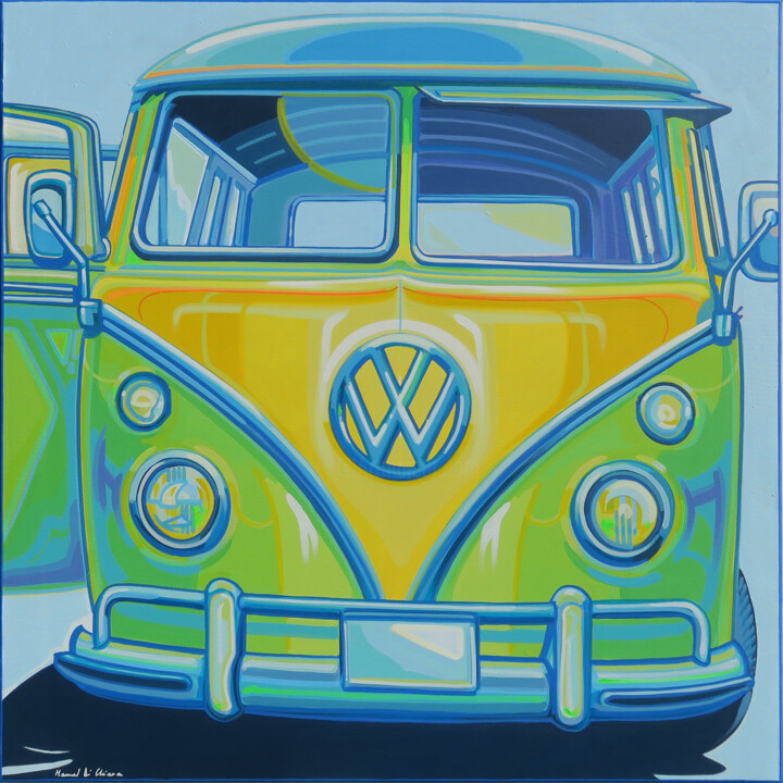 Painting titled "VW" by Manuel Di Chiara, Original Artwork, Acrylic Mounted on Wood Stretcher frame