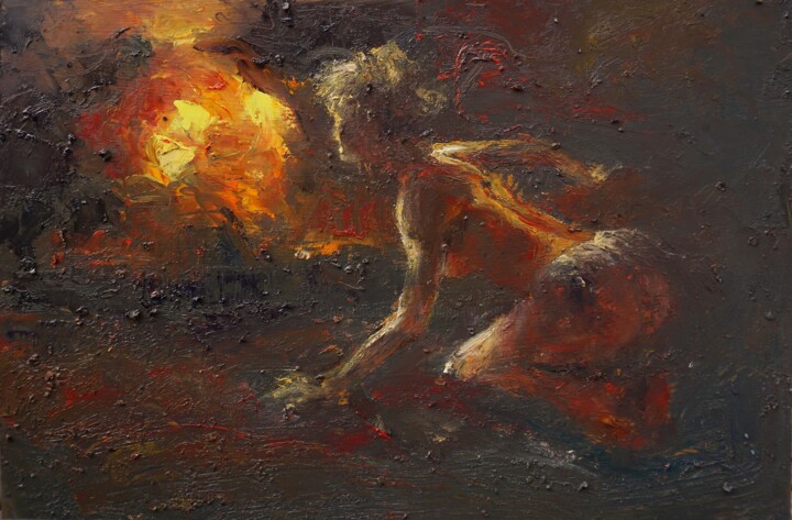 Peinture intitulée "La survivante" par Manuel Leonardi, Œuvre d'art originale, Huile