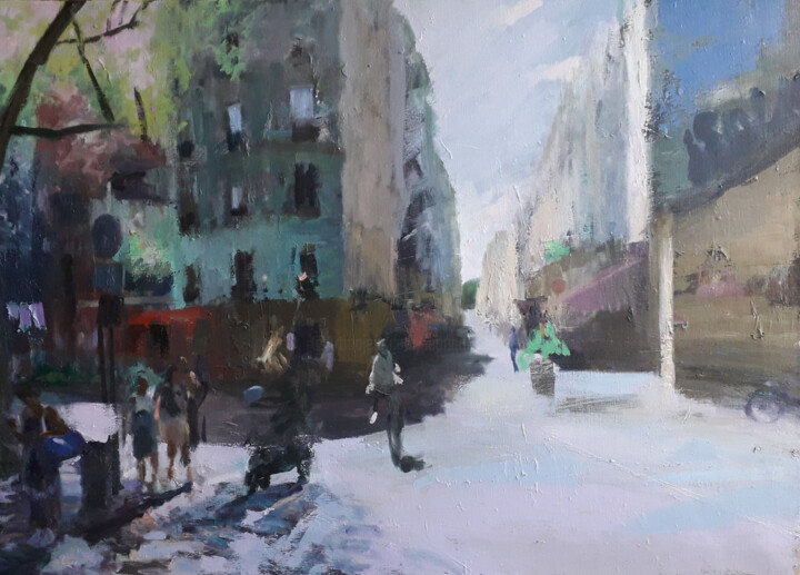 Painting titled "Rue de Lancry" by Manuel Leonardi, Original Artwork, Oil