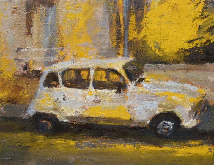 Peinture intitulée "Renault 4L" par Manuel Leonardi, Œuvre d'art originale, Huile