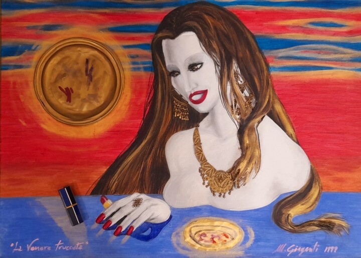 Pintura titulada "La Venere truccata" por Manuela Girgenti, Obra de arte original, Oleo Montado en Bastidor de camilla de ma…