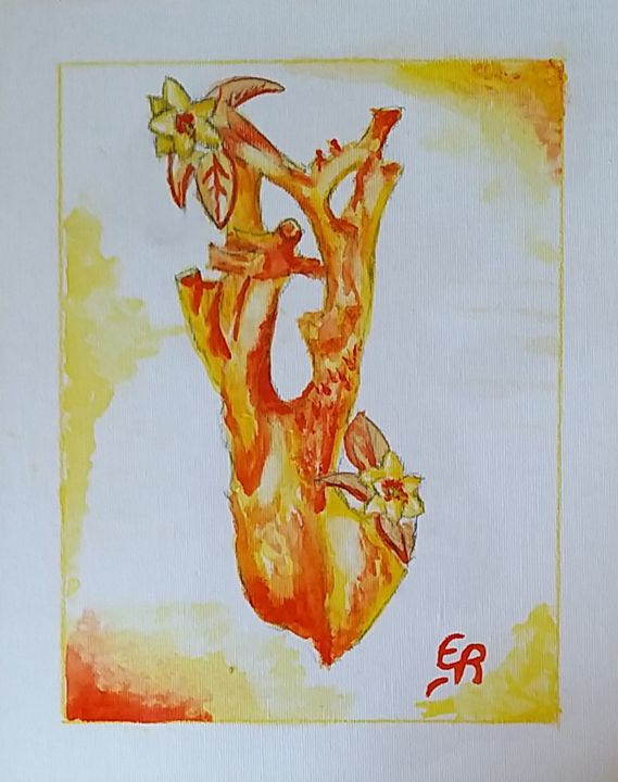 Painting titled "La vie" by Chien De Talus, Original Artwork, Watercolor