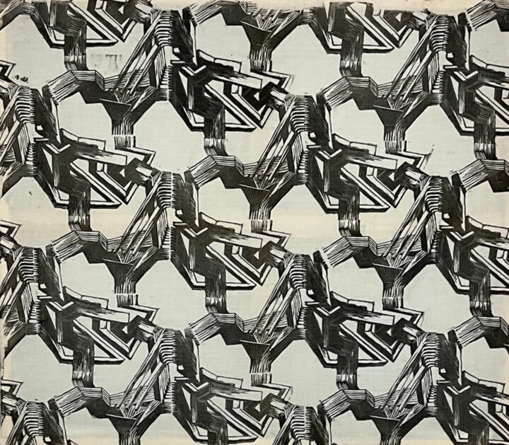 Obrazy i ryciny zatytułowany „Ducts and Illusions…” autorstwa Michael E. Voss, Oryginalna praca, Linoryty Zamontowany na Dre…