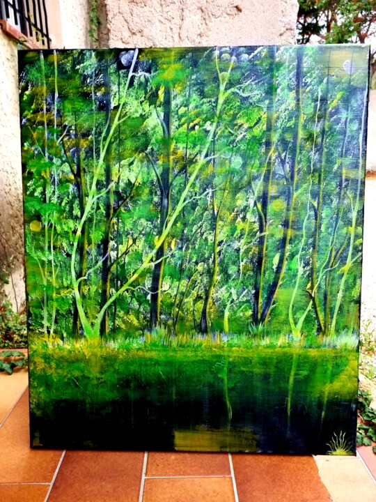 Pittura intitolato "Ma forêt verte" da Florence Castelli  Flofloyd, Opera d'arte originale, Acrilico