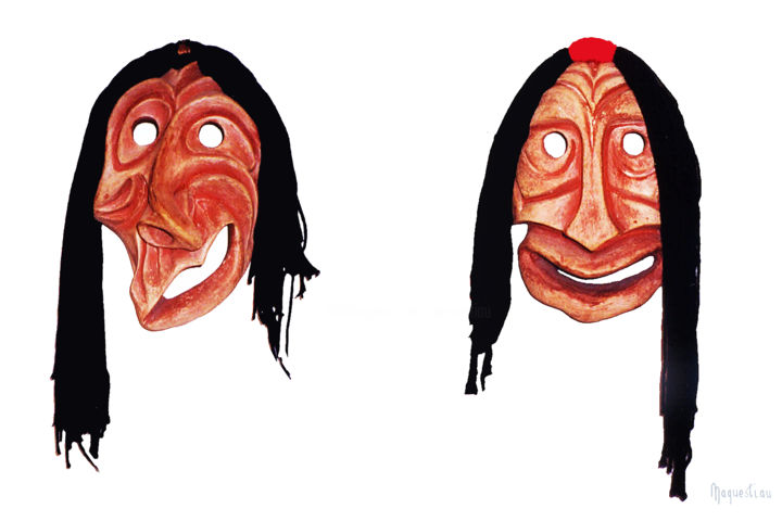 Fotografía titulada "Masques iroquois" por André Maquestiau, Obra de arte original, Fotografía digital