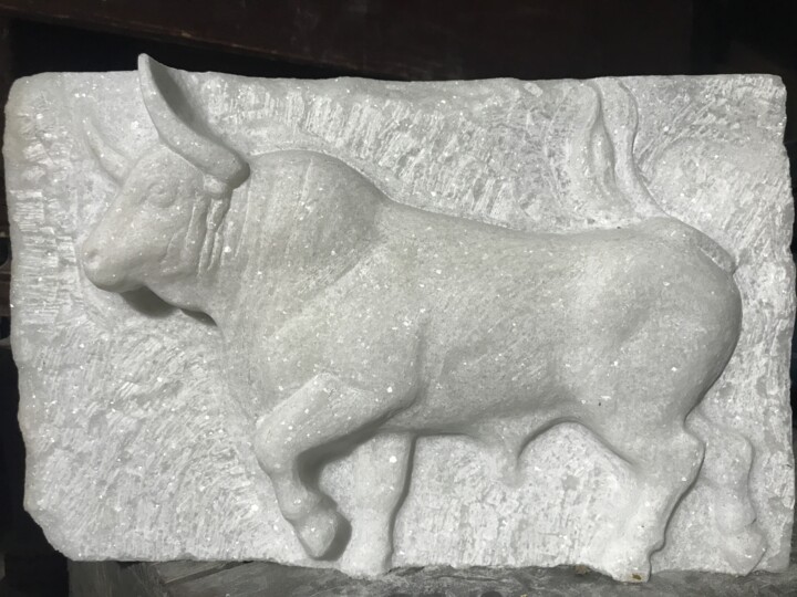 Escultura titulada "Toro Bravo" por Mar Blazquez, Obra de arte original, Piedra