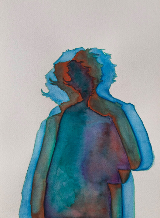 Pintura intitulada "Simone Psychédélique" por Marc Benoit, Obras de arte originais, Aquarela