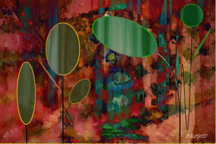 Digital Arts titled "Forest in the Forêst" by Marc Bulyss, Original Artwork, Digital Painting