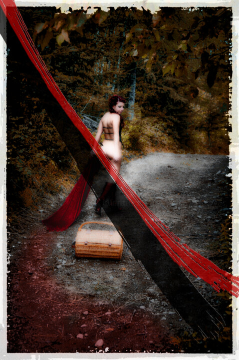 Fotografía titulada "La Ligne Rouge 1" por Marc Langevin, Obra de arte original, Fotografía manipulada