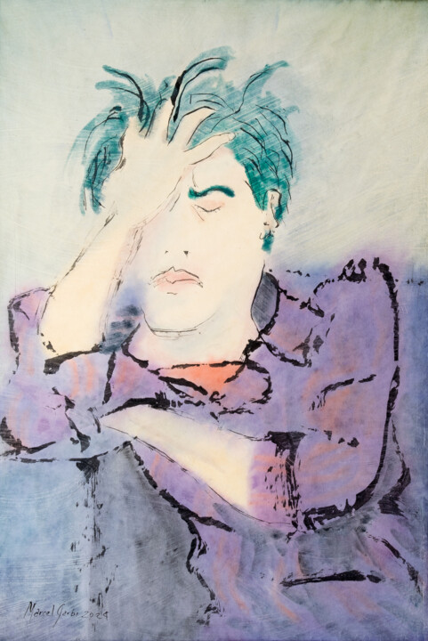 Painting titled "With a lump in the…" by Marcel Garbi, Original Artwork, Watercolor
